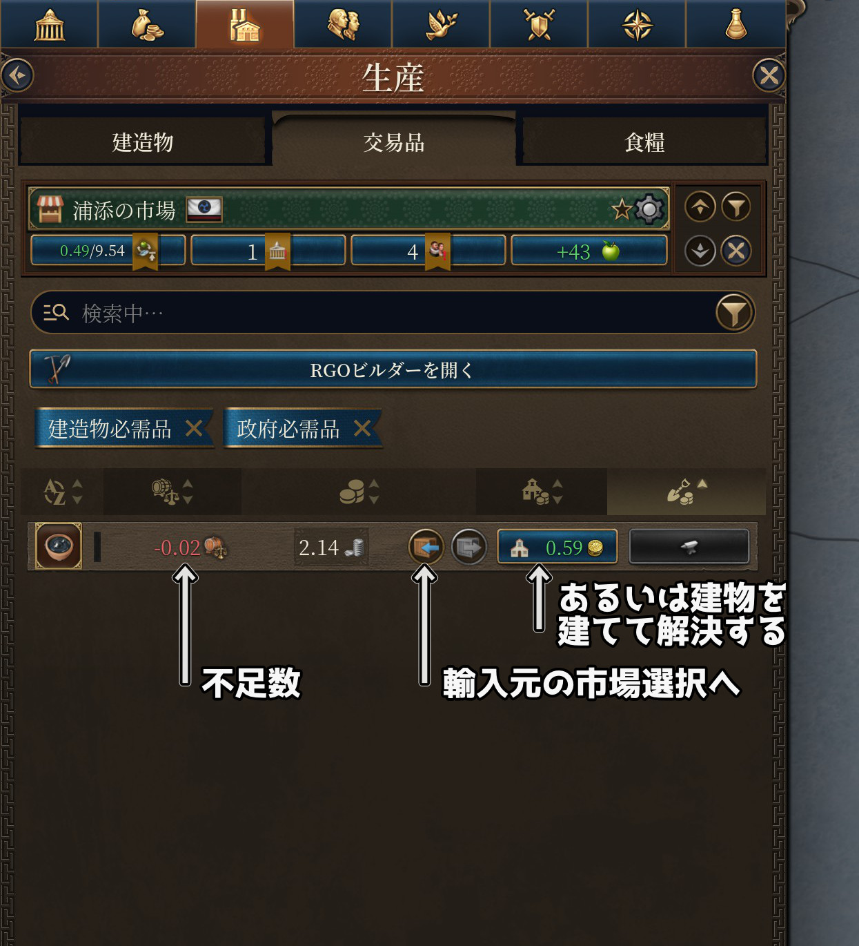 不足商品の一覧